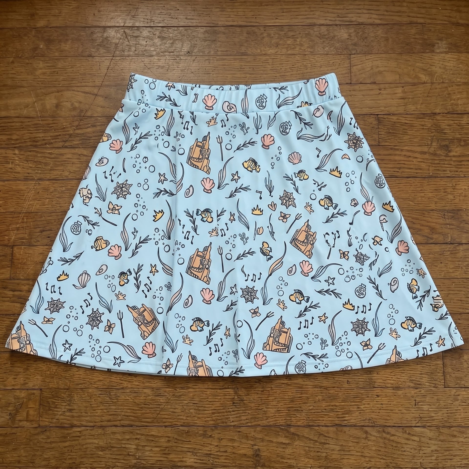 Little Mermaid Seashell Skater Skirt, Disney Park Vacation Outfit, Under the Sea Skirt