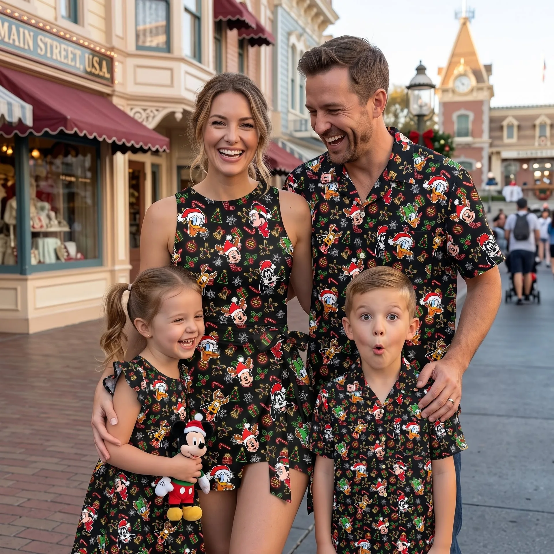 Christmas Mickey & Friends Matching Family Set, Holiday Family Vacation Outfit, Cartoon Character Christmas Clothes, Theme Park Trip Clothes