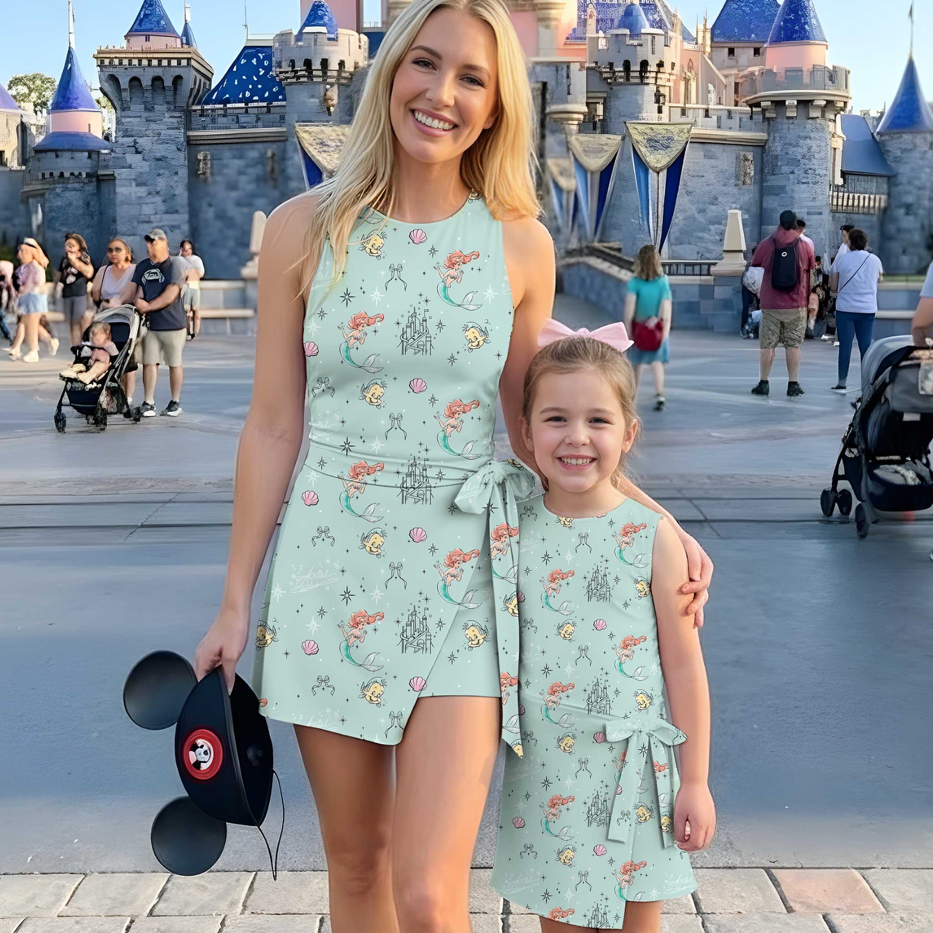 Mermaid Princess Inspired Tennis Dress, Mother Daughter Matching Costume Outfit, Cute Ocean Fantasy Adventure Dress for Theme Park Vacation, Family Gift