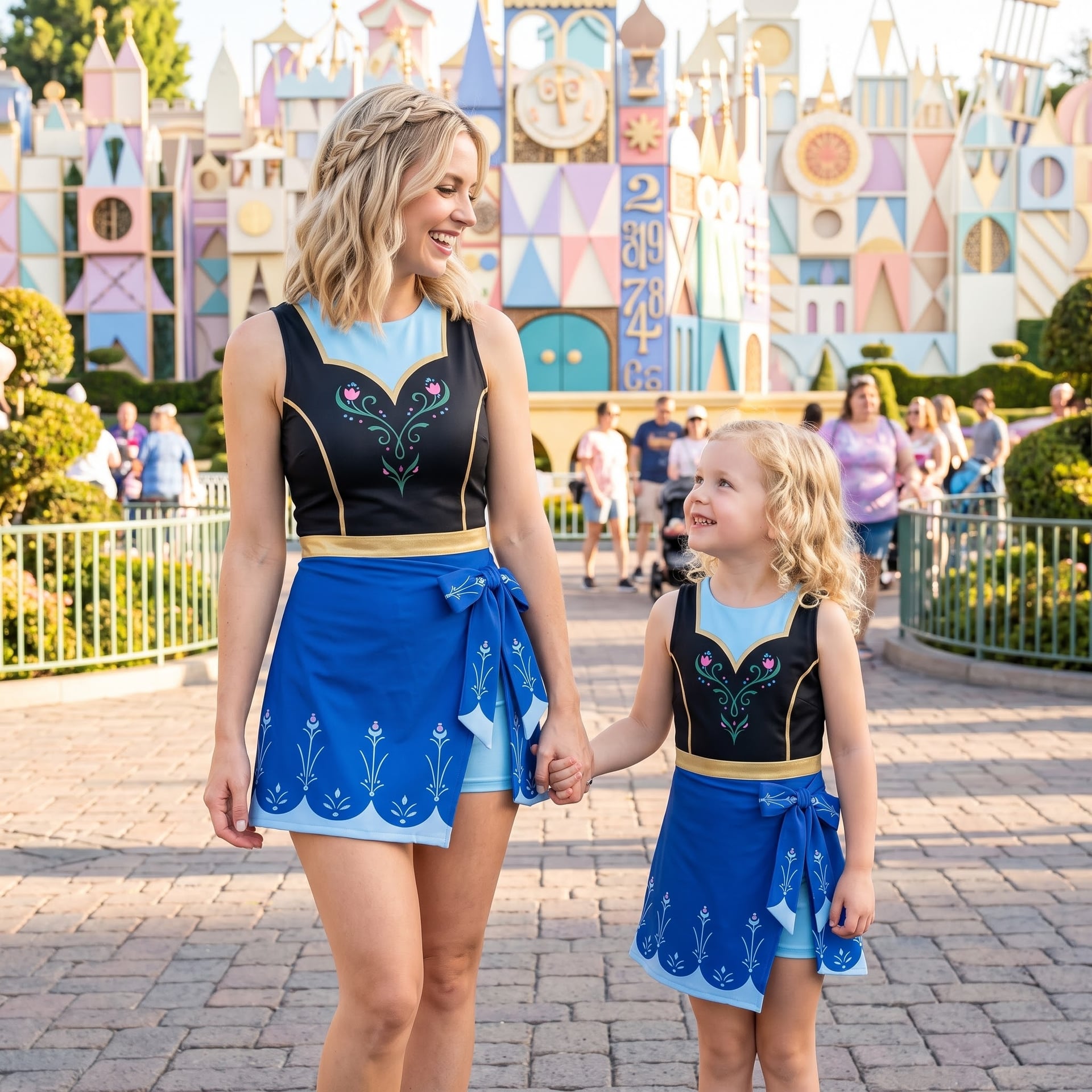 Anna Inspired Mother Daughter Matching Tennis Dress, Blue & Black Bow Skort Dress, Frozen Princess Character Outfit, Theme Park Vacation Clothing, Cute Mommy and Me Outfit