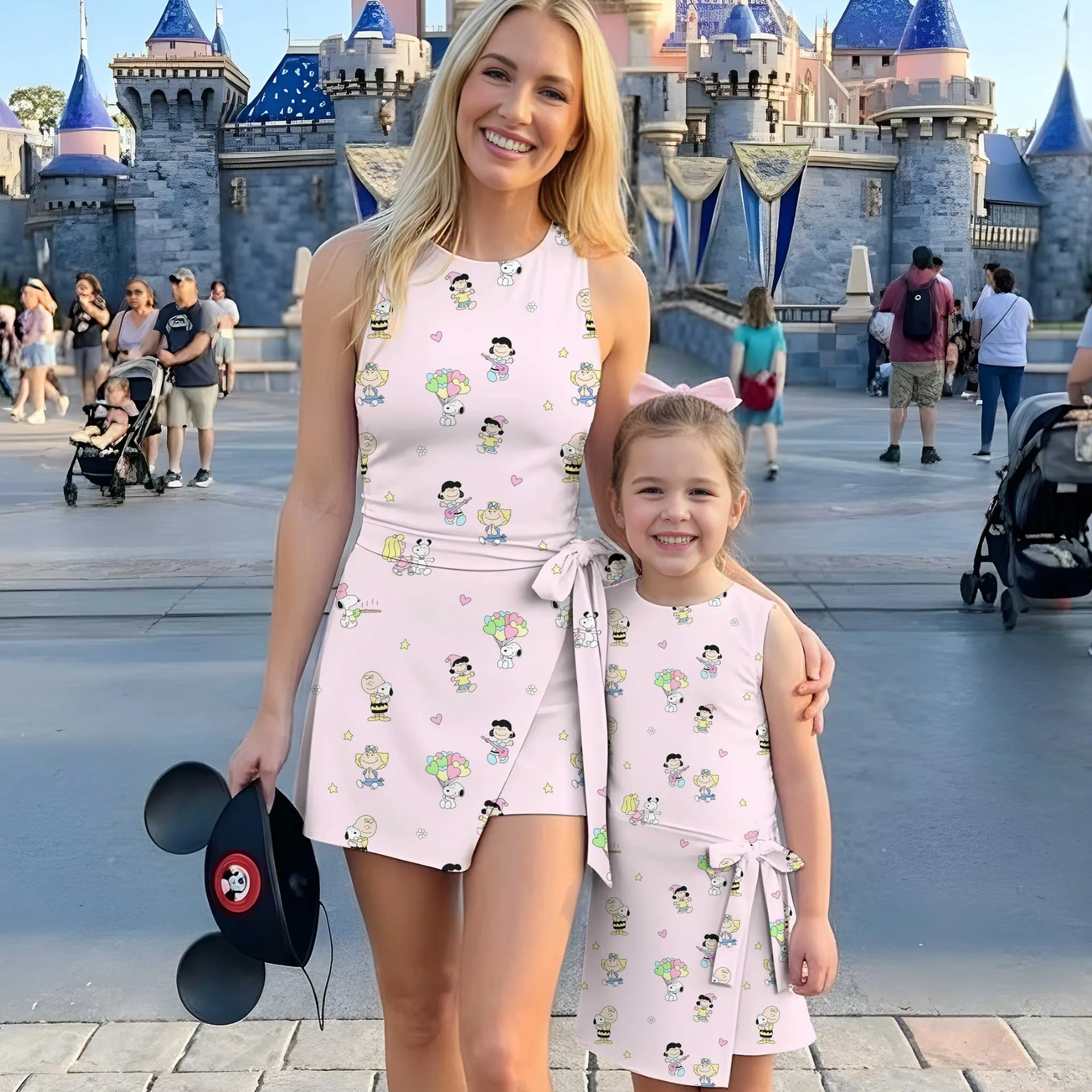 Halloween Ghost Tennis Dress, Pink Boo Ghost & Pumpkin Print Dress, Mother Daughter Matching Outfit, Halloween Inspired Theme Park Vacation Clothing
