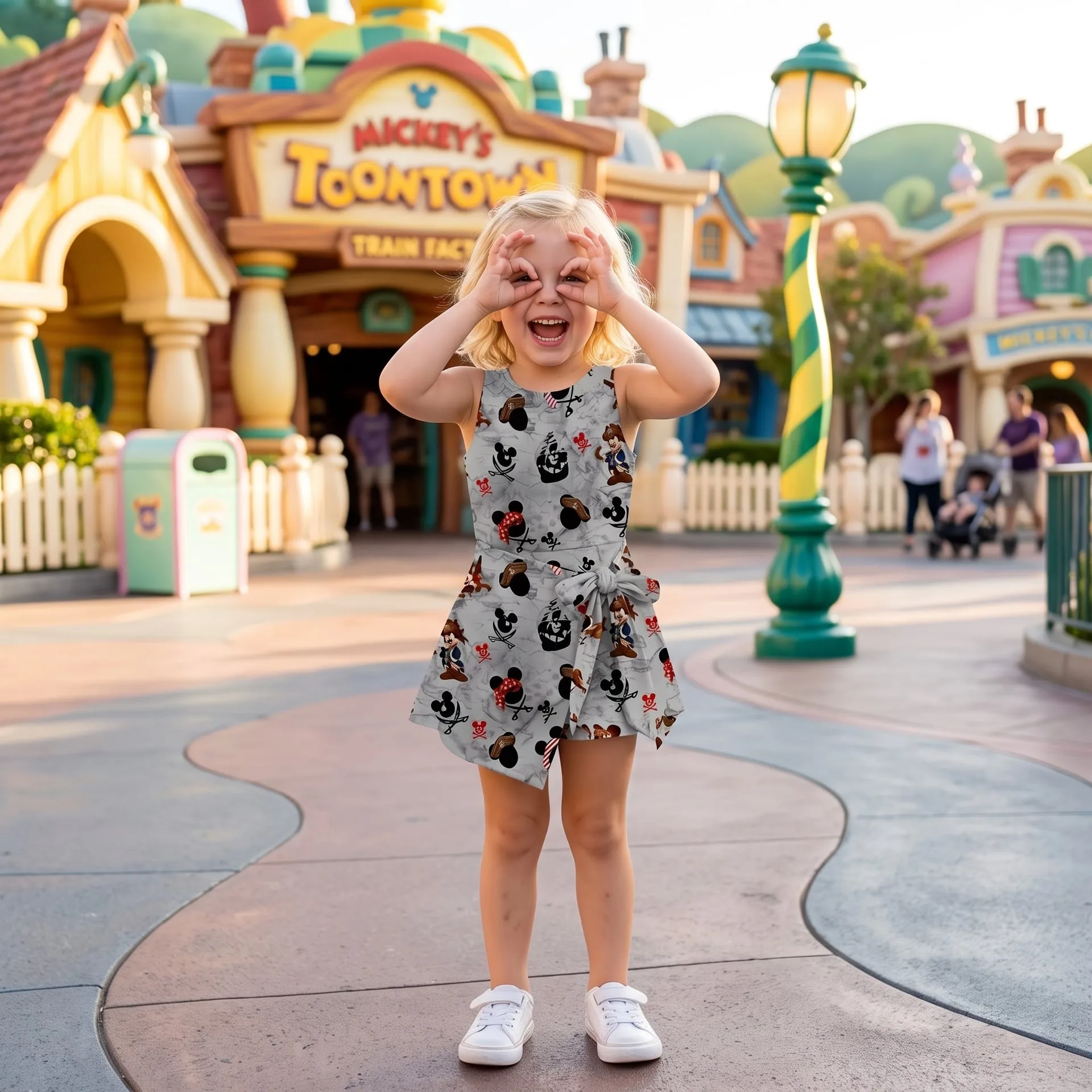 Disney Mickey & Friends Pirate Tennis Dress, Mickey Minnie Chip Dale Pirate Print Dress, Mother Daughter Matching Outfit, Disney Pirates of the Caribbean Theme Park Vacation Clothing - Image 2