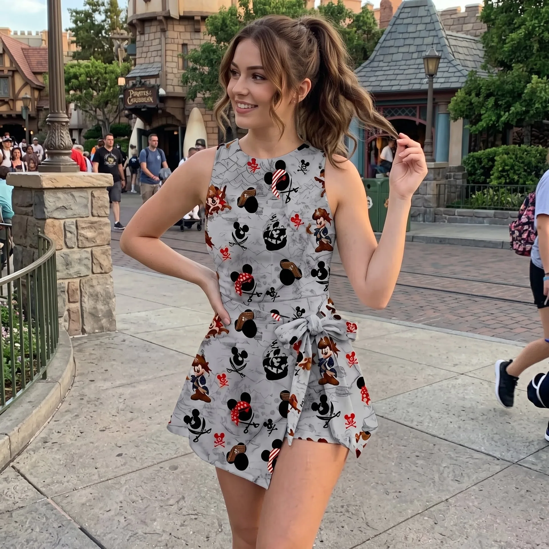 Disney Mickey & Friends Pirate Tennis Dress, Mickey Minnie Chip Dale Pirate Print Dress, Mother Daughter Matching Outfit, Disney Pirates of the Caribbean Theme Park Vacation Clothing - Image 4