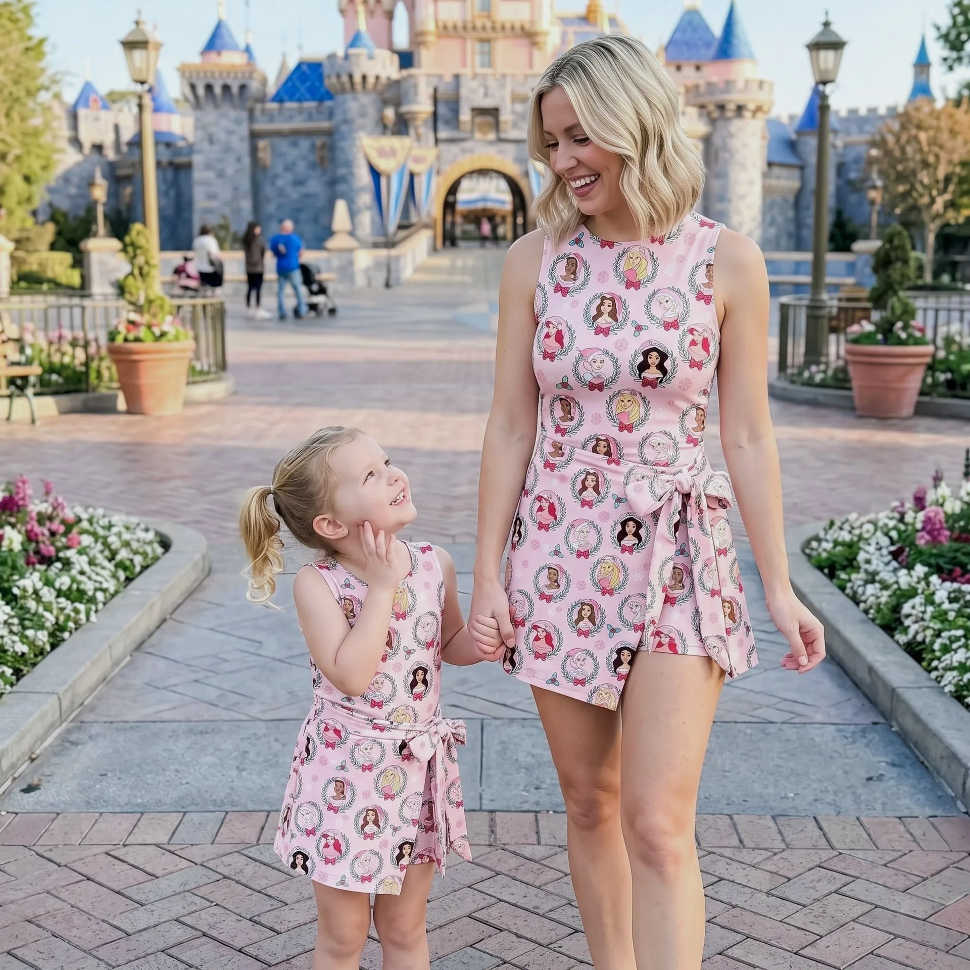 Disney Princess Tennis Dress, Pink Princess Character Print Dress, Mother Daughter Matching Outfit, Disney Inspired Theme Park Vacation Clothing - Image 3