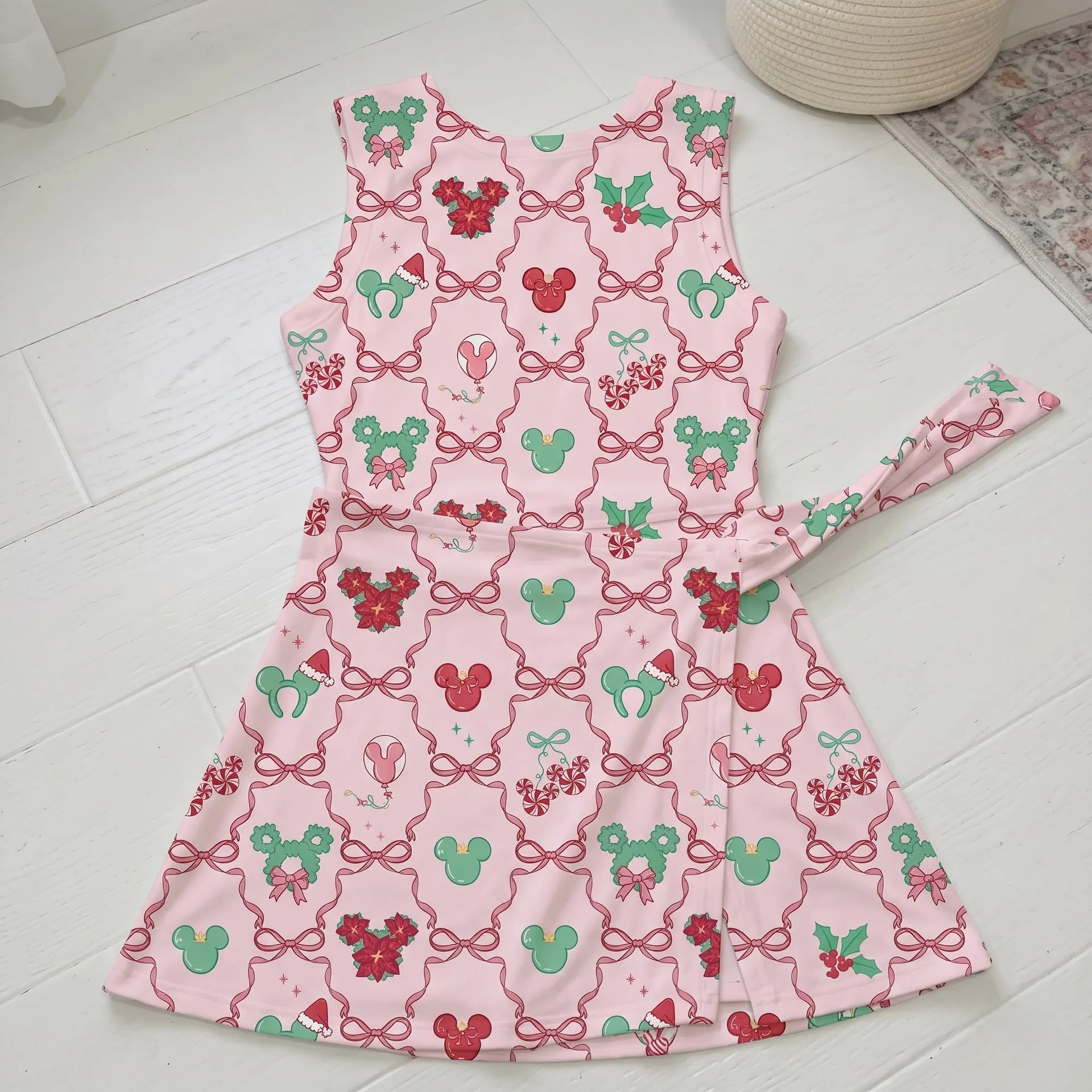 Mickey Inspired Mommy and Me Tennis Dress Skirt Set, Cute Pink Floral Mouse Print Matching Outfit, Sleeveless Tennis Dress and Skirt for Mom and Daughter, Disney Family Vacation Gift - Image 2