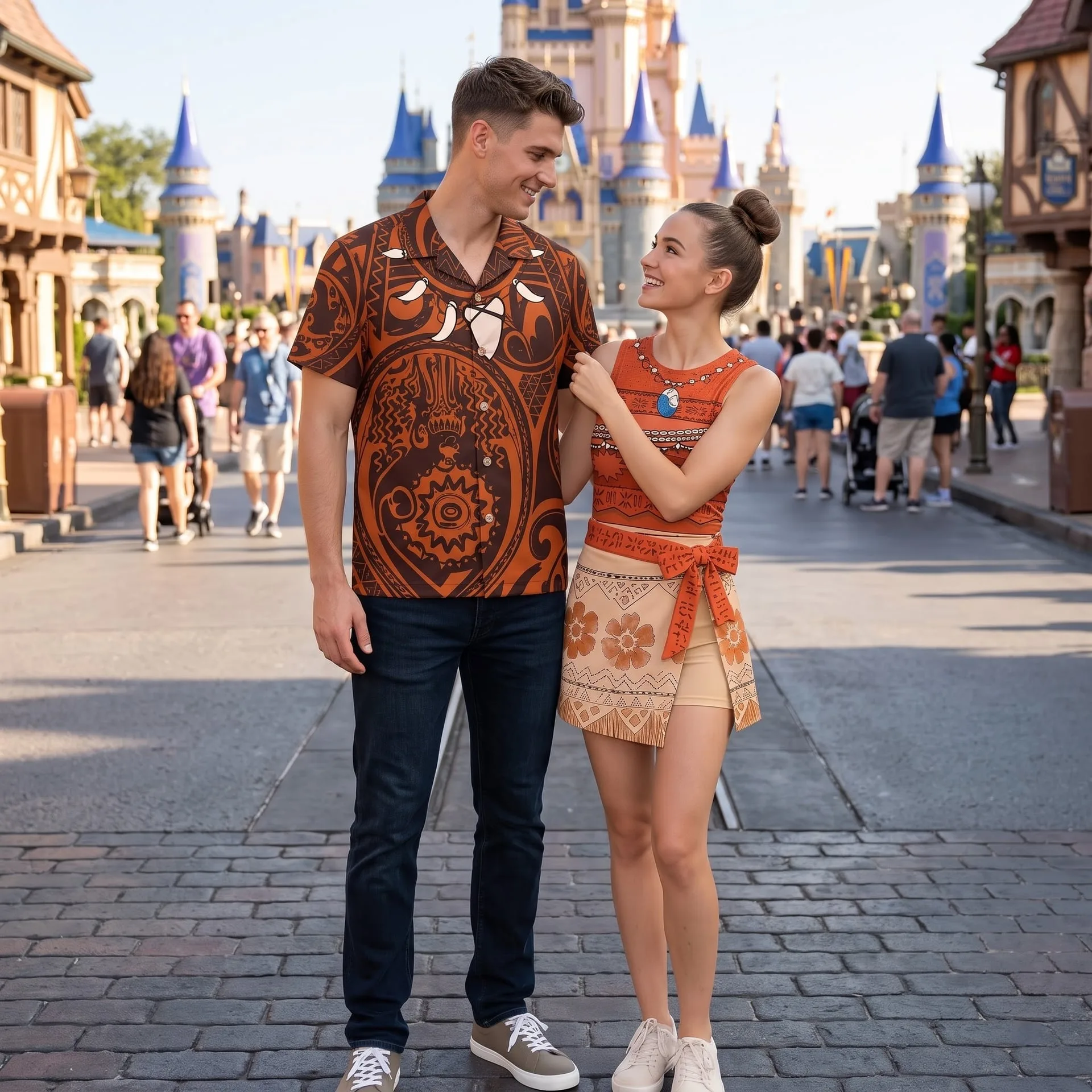 Moana Inspired Couples Matching Outfit, Polynesian Adventure Shirt and Tennis Dress, Tropical Disney Park Outfit, Island Princess Vacation Gift for Him and Her - Image 2