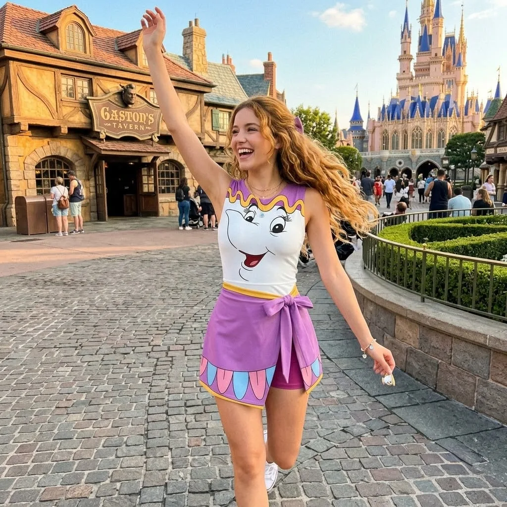 Mrs. Potts Inspired Mommy and Me Tennis Dress, Beauty and the Beast Matching Outfit for Mom and Daughter, Purple Disney Park Outfit, Cute Family Vacation Gift - Image 4