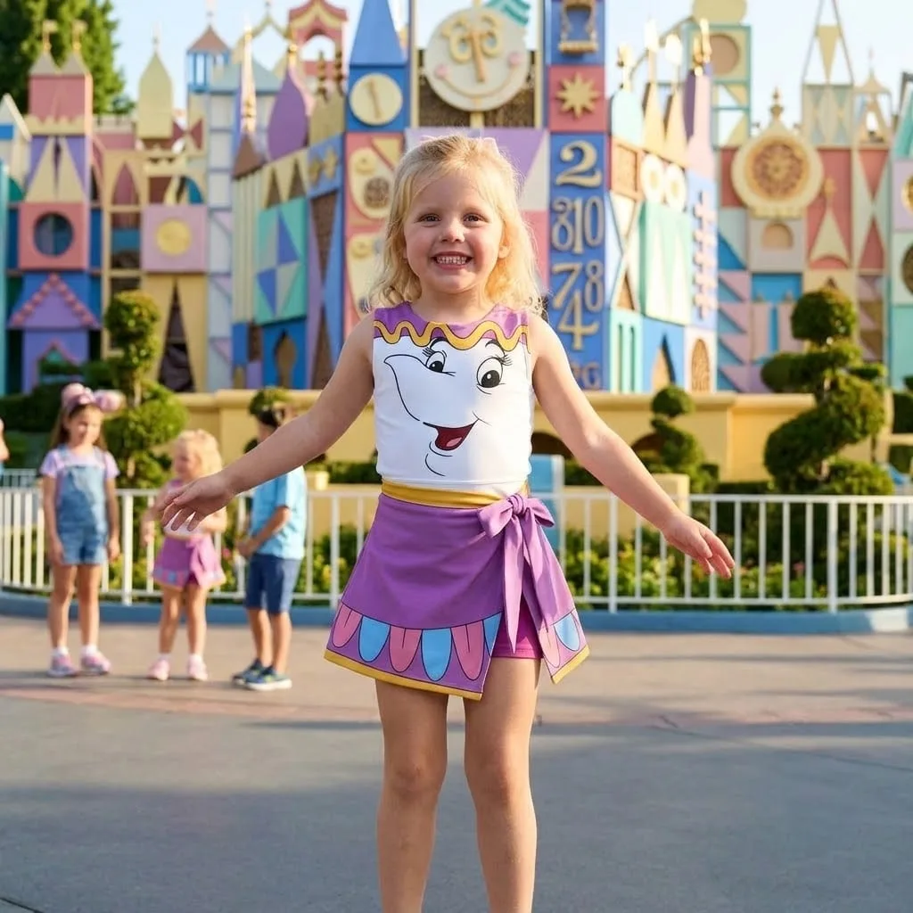 Mrs. Potts Inspired Mommy and Me Tennis Dress, Beauty and the Beast Matching Outfit for Mom and Daughter, Purple Disney Park Outfit, Cute Family Vacation Gift - Image 5