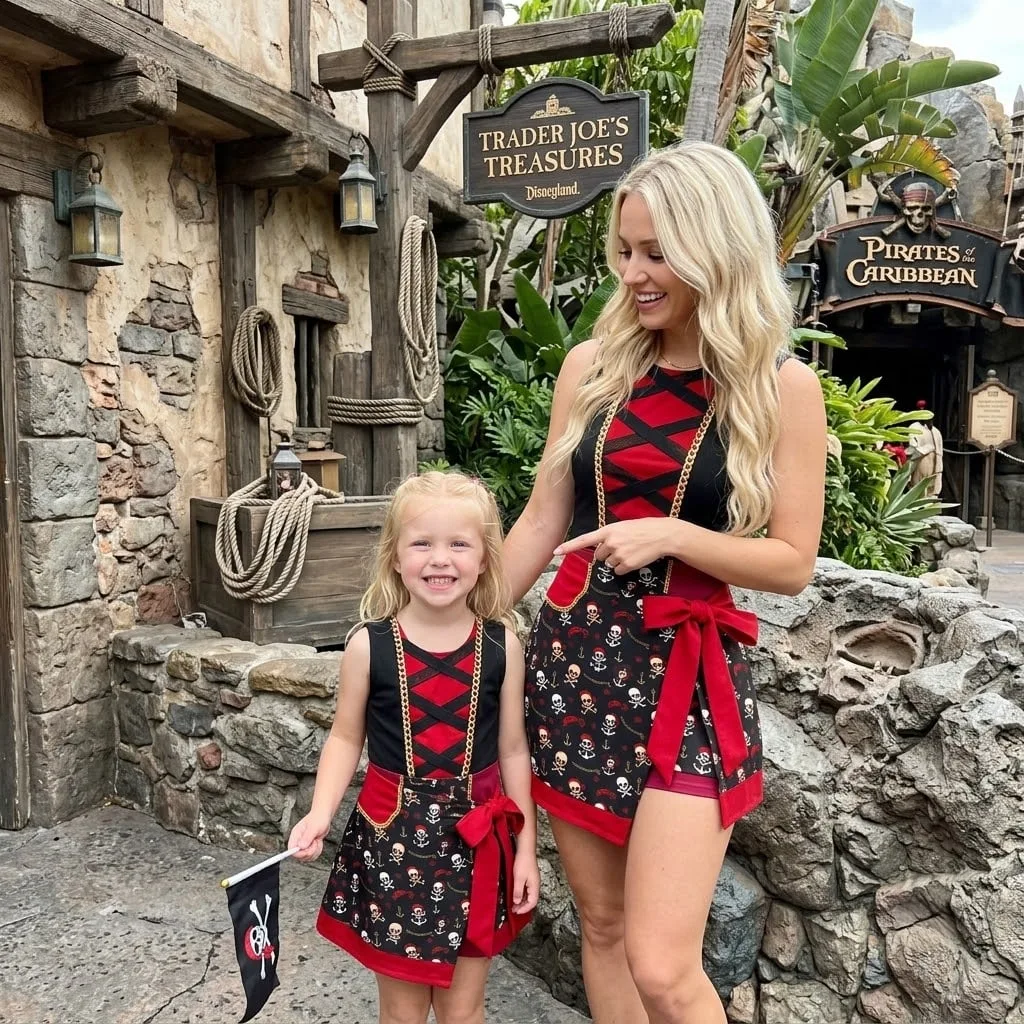 Pirate Inspired Matching Tennis Dress Skirt, Mother Daughter Skull and Crossbones Outfit, Pirate Theme Disney Park Vacation Gift for Women Girls - Image 3