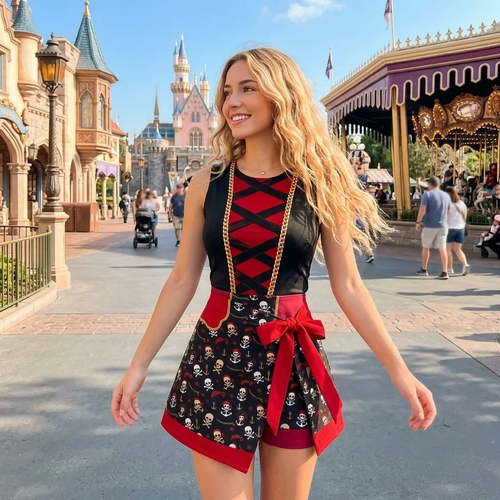 Pirate Inspired Matching Tennis Dress Skirt, Mother Daughter Skull and Crossbones Outfit, Pirate Theme Disney Park Vacation Gift for Women Girls - Image 4