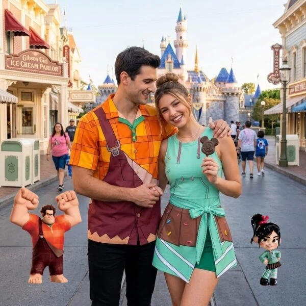 Wreck-It Ralph Inspired Couples Matching Outfit, Ralph and Vanellope Tennis Dress, Arcade Game Disney Park Outfit, Cute Vacation Gift for Him and Her