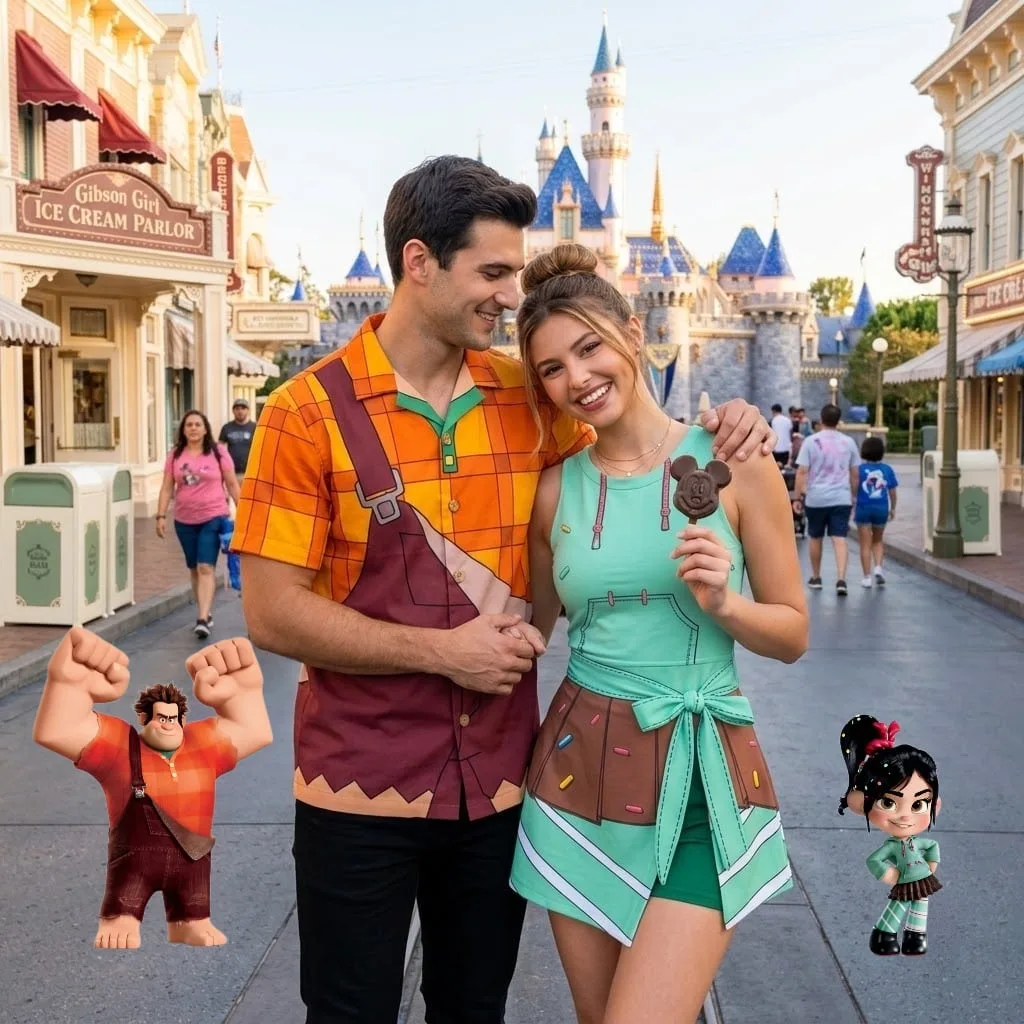 Wreck-It Ralph Inspired Couples Matching Outfit, Ralph and Vanellope Tennis Dress, Arcade Game Disney Park Outfit, Cute Vacation Gift for Him and Her