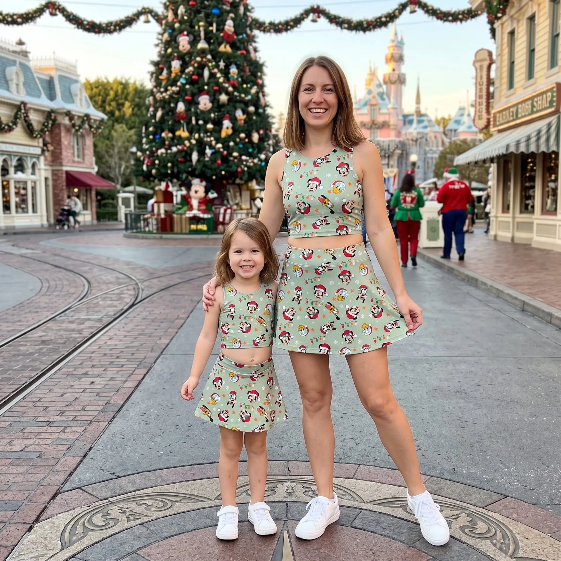 Christmas Mickey Inspired Dress Set, Cute Holiday Character Print Outfit, Festive Disney Christmas Vacation Gift for Women Girls - Image 4