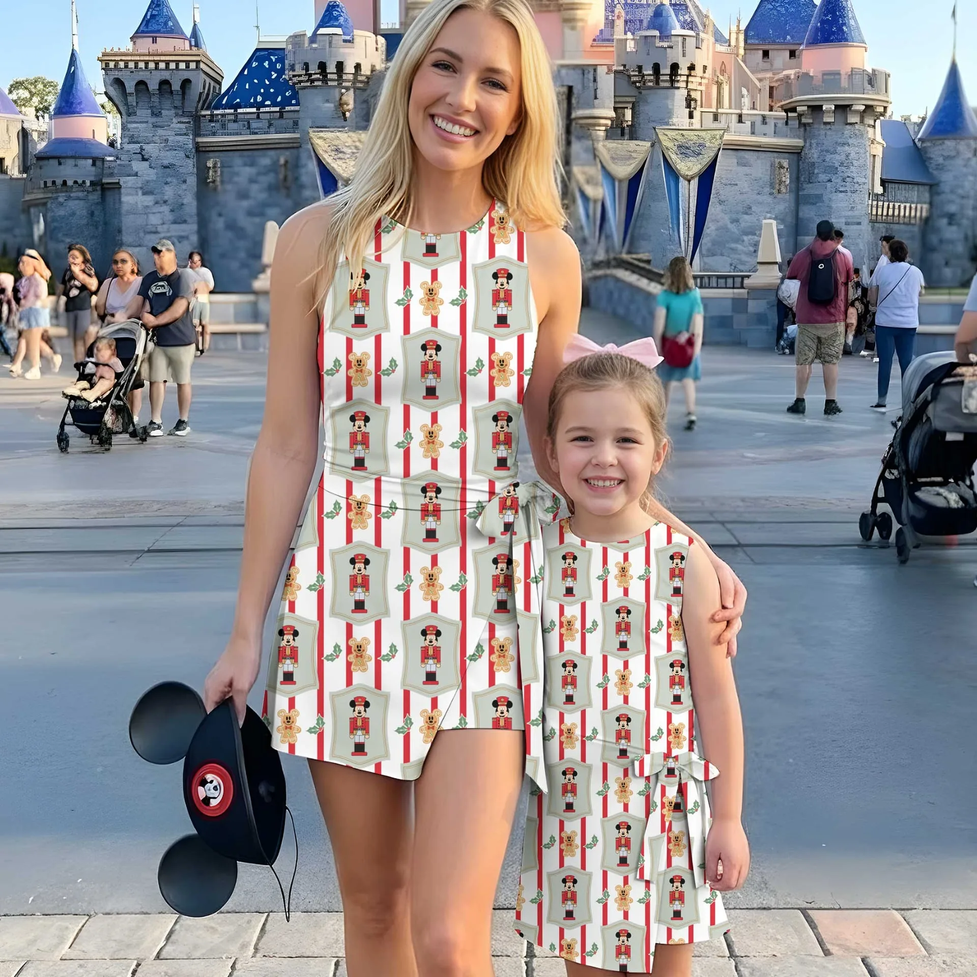 Christmas Mickey Nutcracker Inspired Tennis Dress, Mother Daughter Matching Outfit, Holiday Character Print Dress