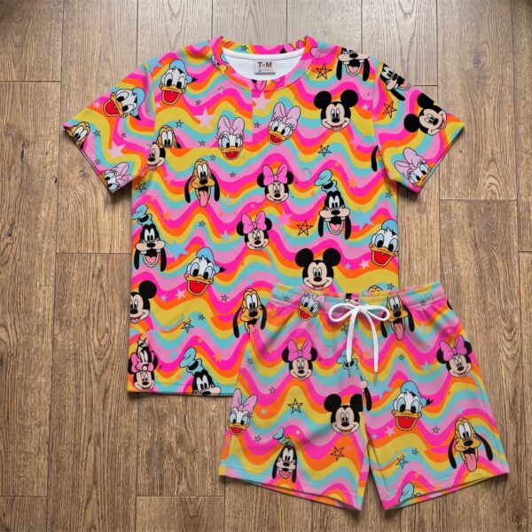 Mickey & Friends Inspired Rainbow Loungewear Set, Wave Star Pajama Outfit, Cozy Heavyweight Set for Disney