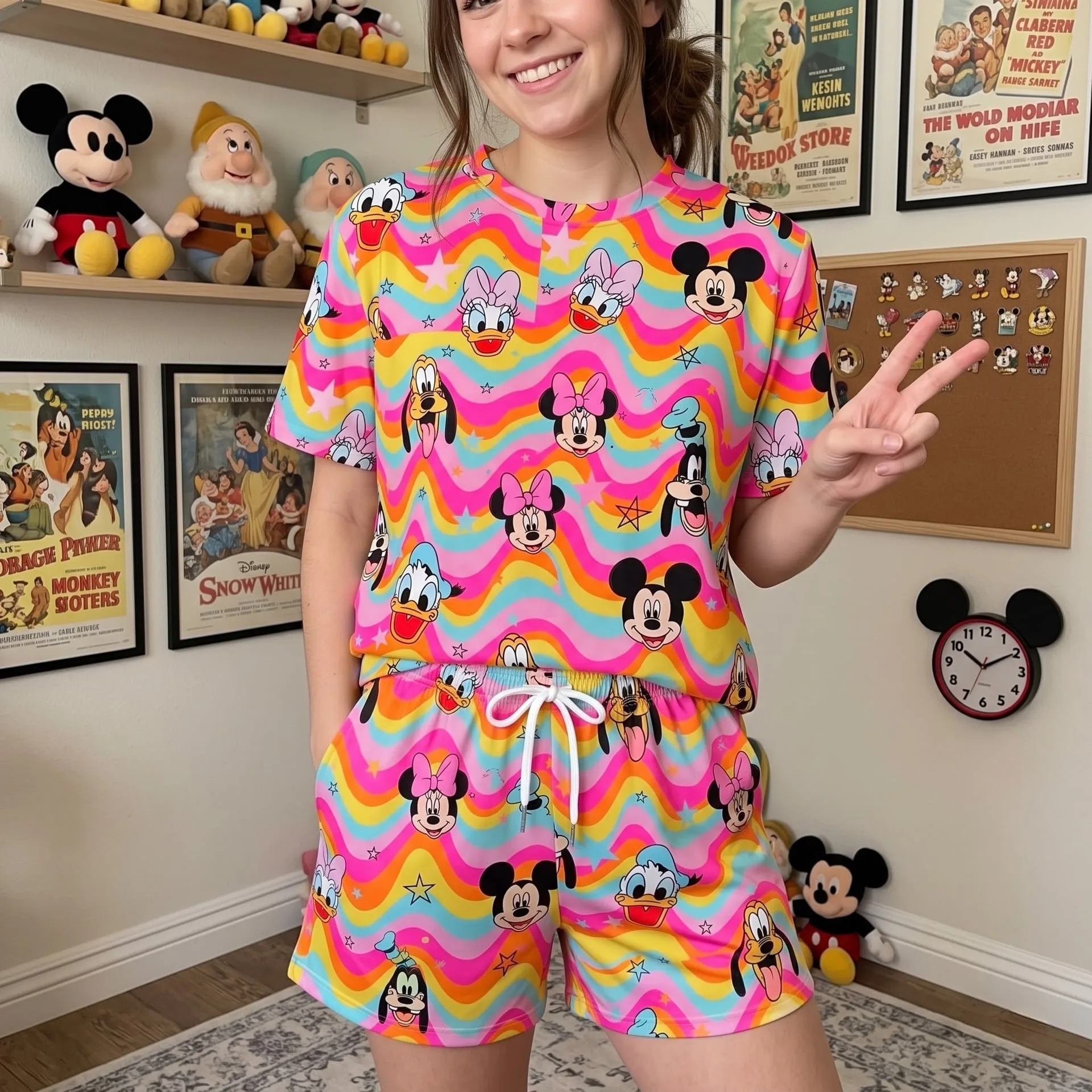 Mickey & Friends Inspired Rainbow Loungewear Set, Wave Star Pajama Outfit, Cozy Heavyweight Set for Disney - Image 2