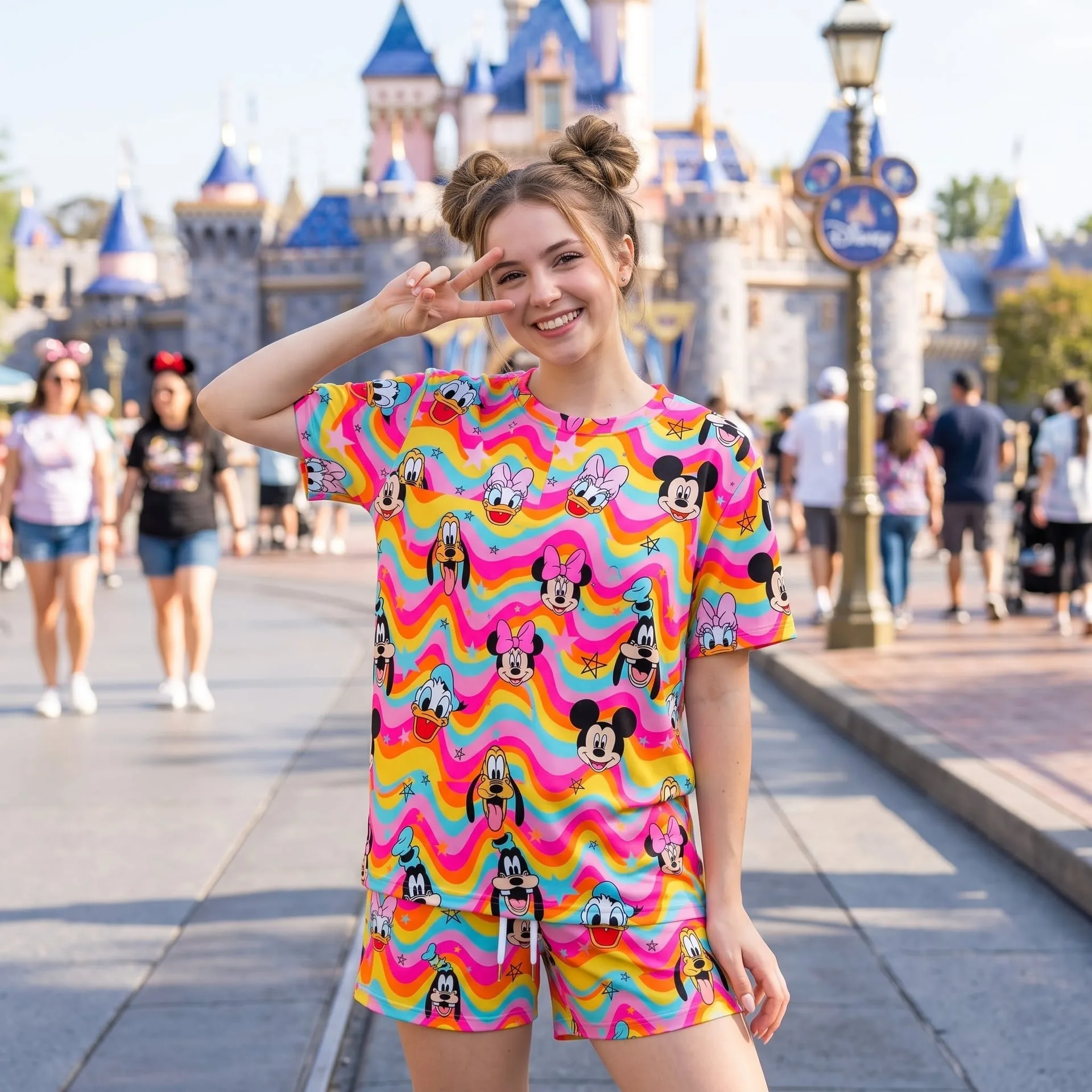 Mickey & Friends Inspired Rainbow Loungewear Set, Wave Star Pajama Outfit, Cozy Heavyweight Set for Disney - Image 3