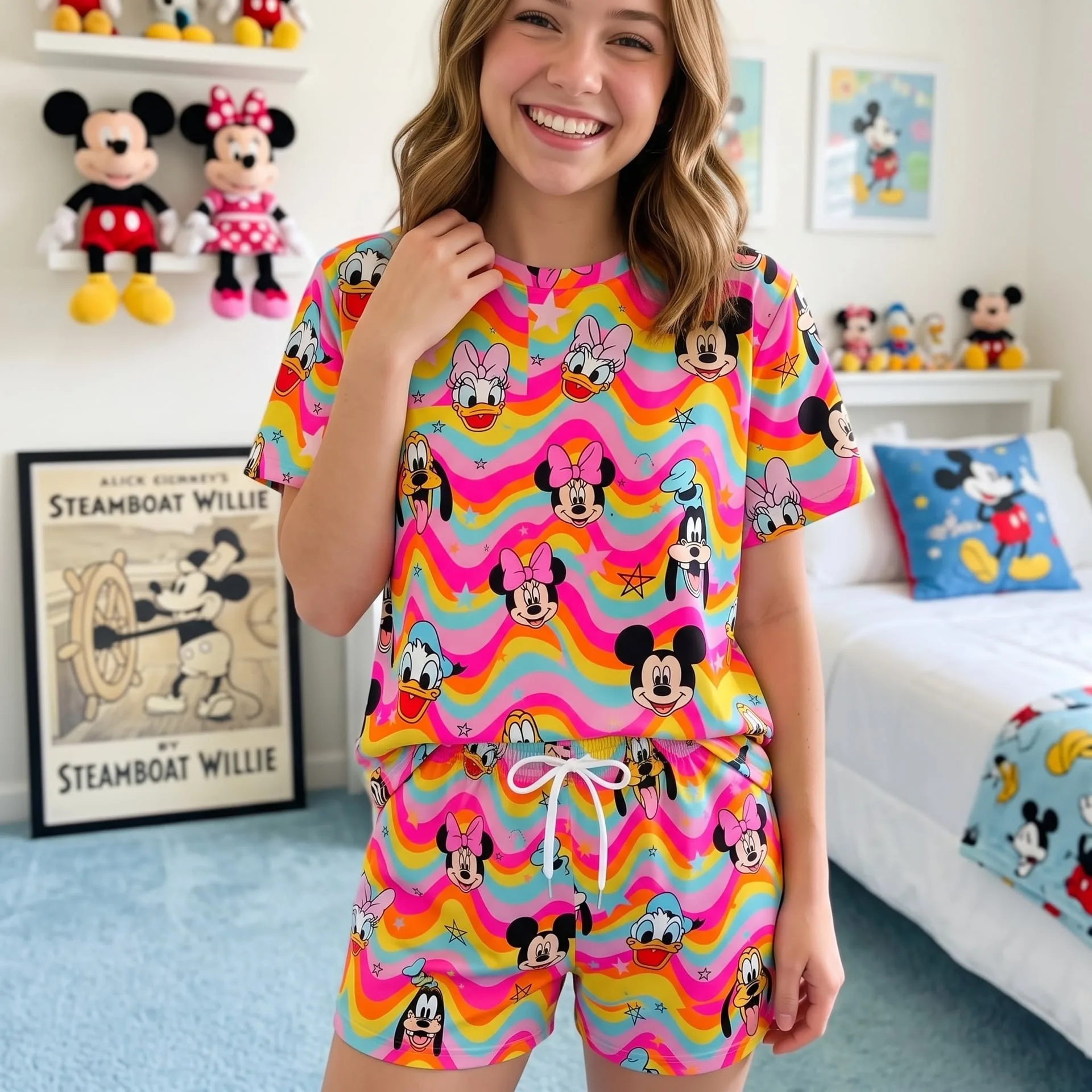 Mickey & Friends Inspired Rainbow Loungewear Set, Wave Star Pajama Outfit, Cozy Heavyweight Set for Disney - Image 5