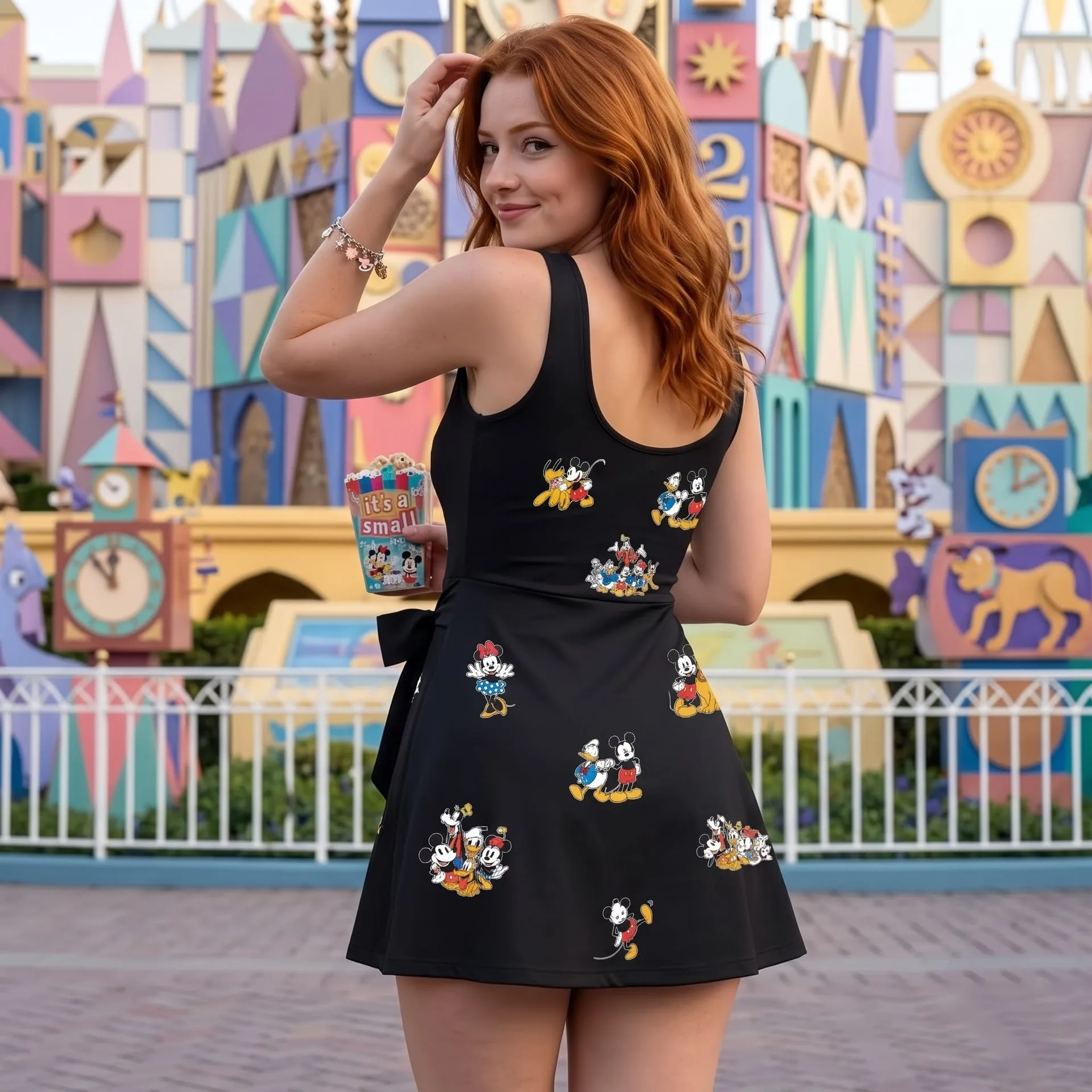 Mickey & Friends Tennis Dress Skirt, Black Character Print, Disney Park Vacation Outfit - Image 4