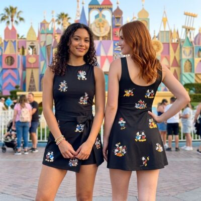 Mickey & Friends Tennis Dress Skirt, Black Character Print, Disney Park Vacation Outfit