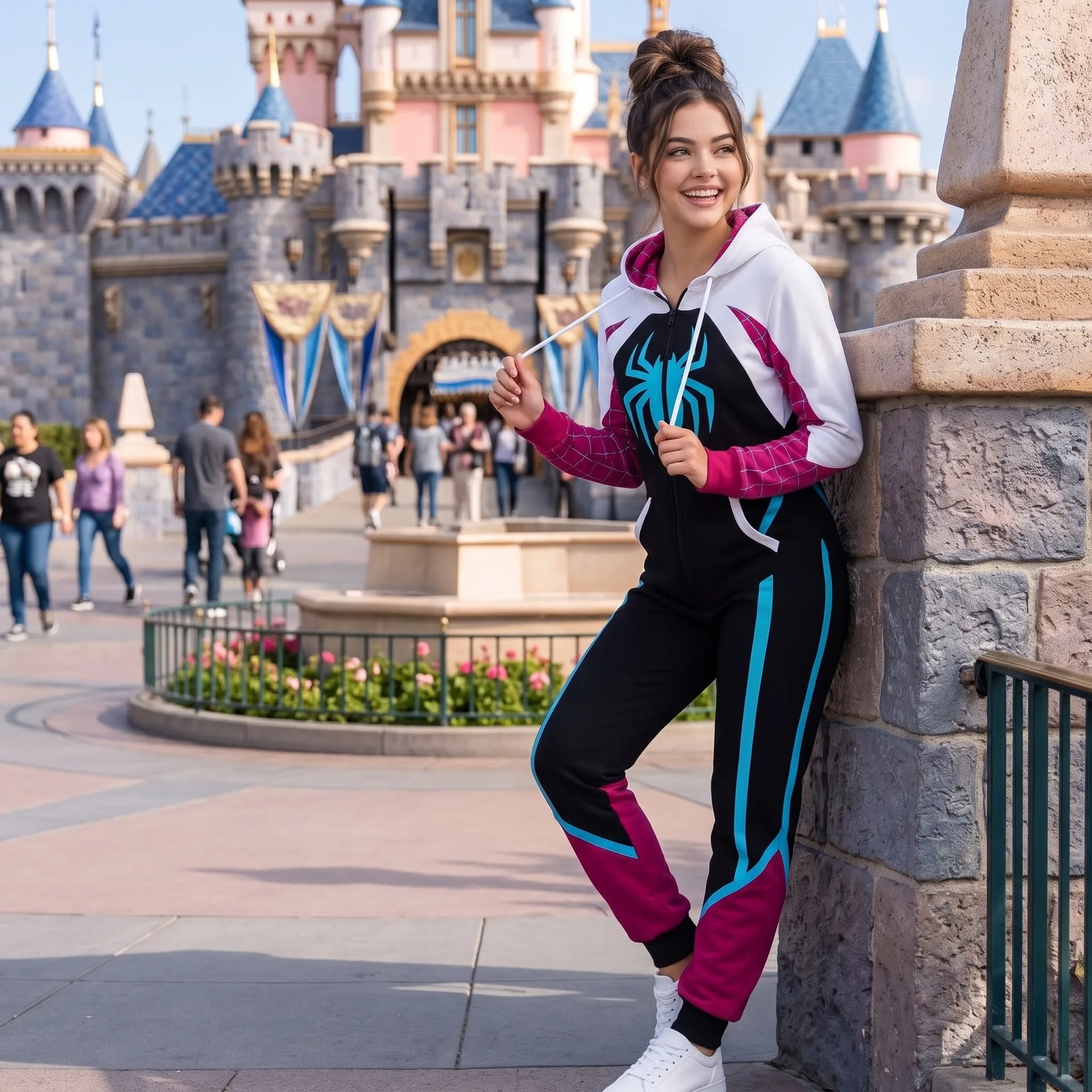 Spider-Man & Spider Gwen Inspired Hoodie Jogger Set, Red Blue Pink Web Superhero Tracksuit, Matching Couple Sweatshirt Pants, Theme Park Outfit Men Women - Image 3