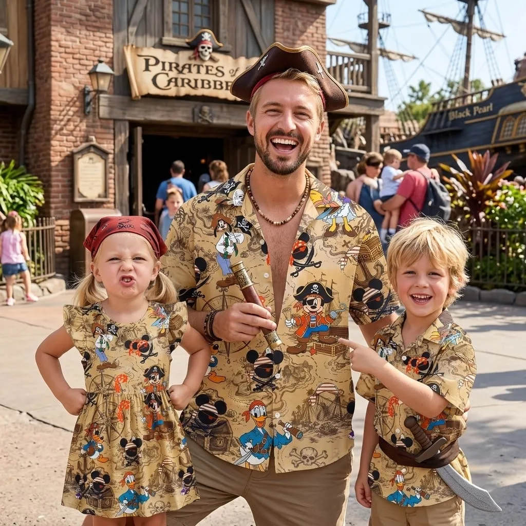 Mickey Pirate Family Matching Outfit, Map & Friends Print, Disney Cruise Vacation Clothing - Image 5