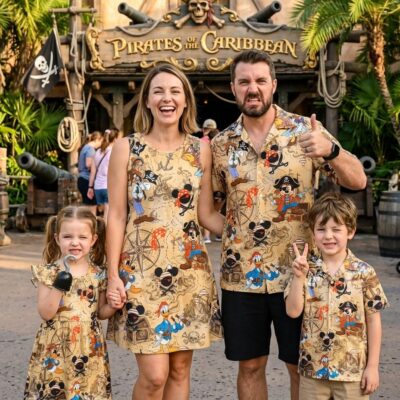 Mickey Pirate Family Matching Outfit, Map & Friends Print, Disney Cruise Vacation Clothing