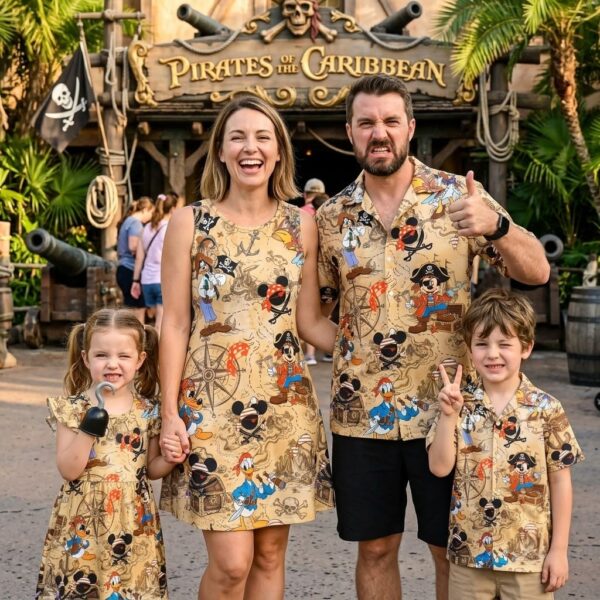 Mickey Pirate Family Matching Outfit, Map & Friends Print, Disney Cruise Vacation Clothing