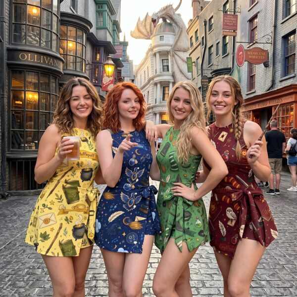 Harry Potter Hogwarts Houses Tennis Dress Skirt, Gryffindor Slytherin Ravenclaw Hufflepuff Four Color Wizard Dress