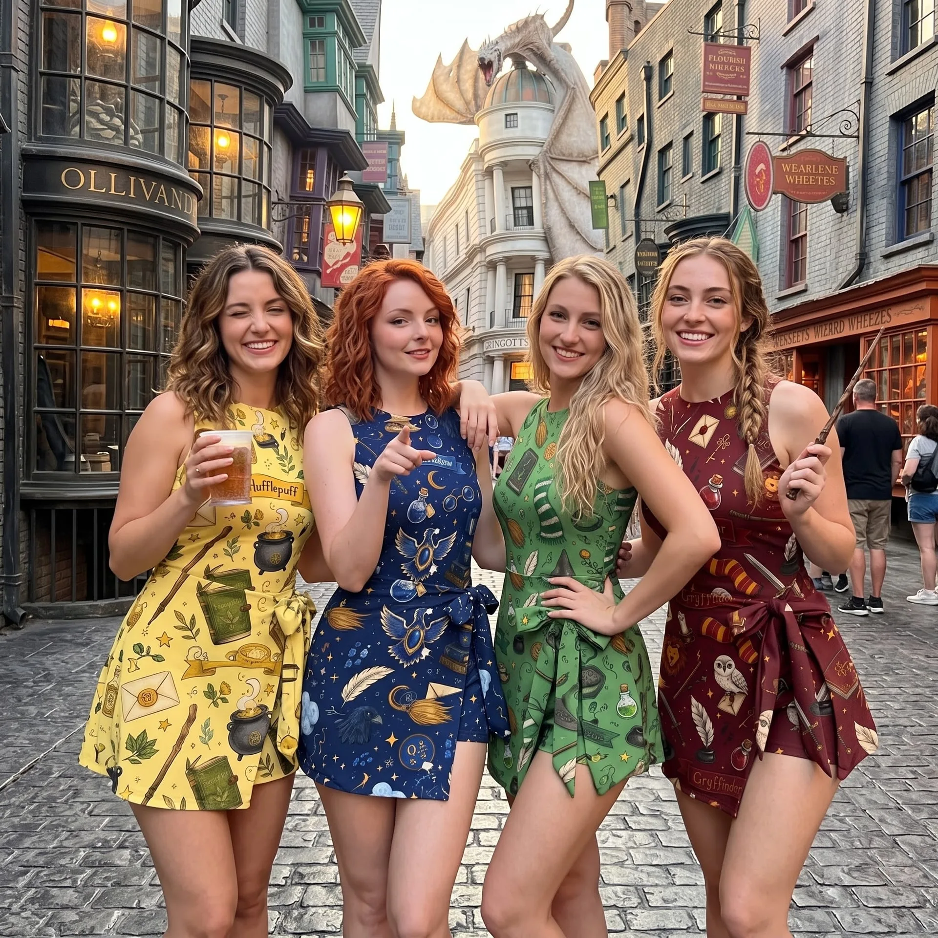 Harry Potter Hogwarts Houses Tennis Dress Skirt, Gryffindor Slytherin Ravenclaw Hufflepuff Four Color Wizard Dress