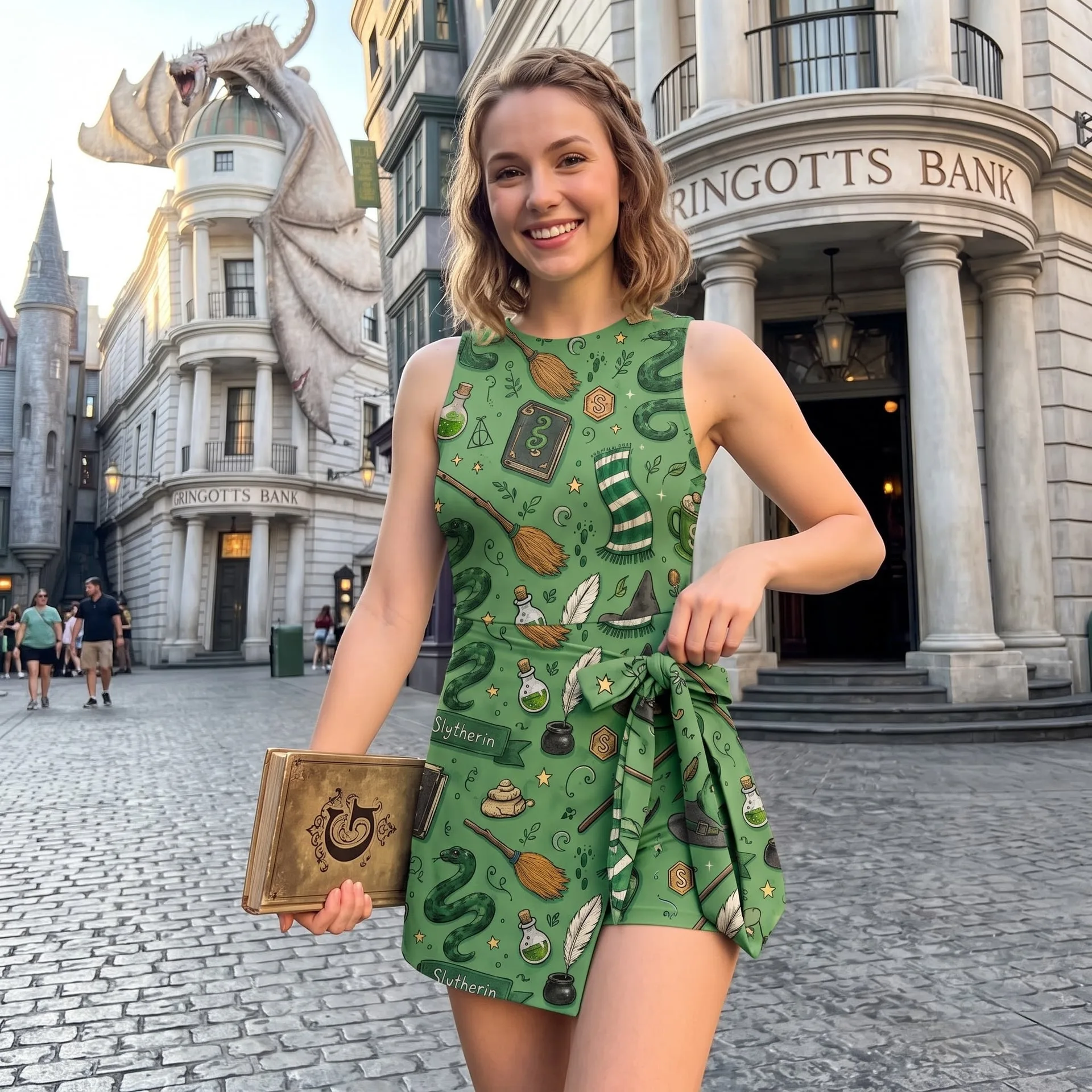 Harry Potter Hogwarts Houses Tennis Dress Skirt, Gryffindor Slytherin Ravenclaw Hufflepuff Four Color Wizard Dress - Image 5
