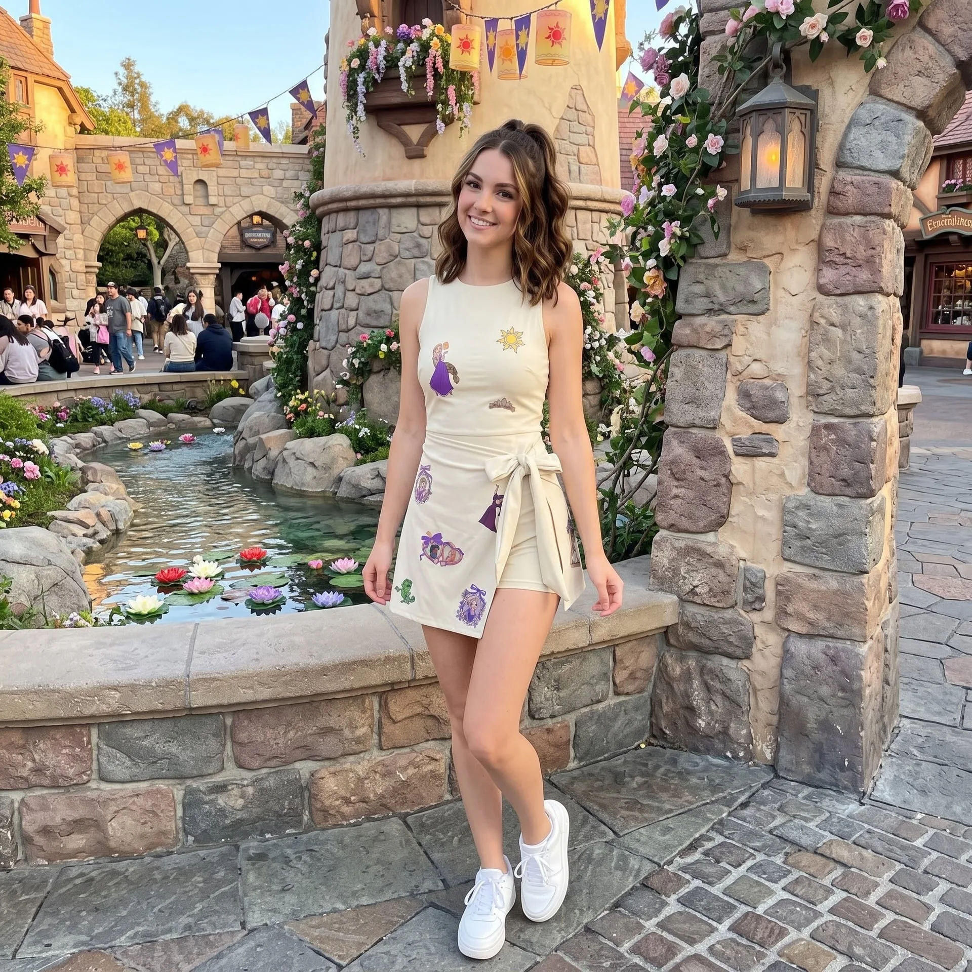 Disney Tangled Tennis Dress Skirt, Rapunzel Sun Crown Pascal Inspired Print Princess Dress - Image 3