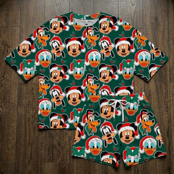 Disney Characters Christmas Inspired Loungewear Set, Santa Hat Character Pajama Outfit, Cozy Heavyweight Holiday Set