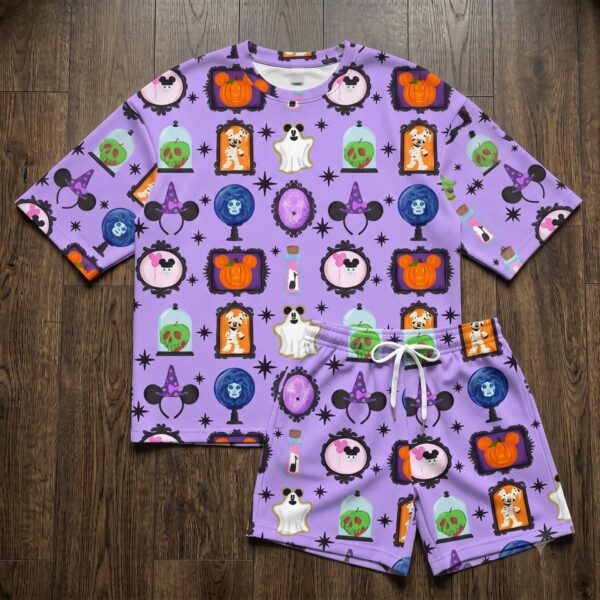 Mickey Halloween Waffle Loungewear Set, Haunted Pumpkin & Ghost Pajama Outfit, Spooky Heavyweight Set