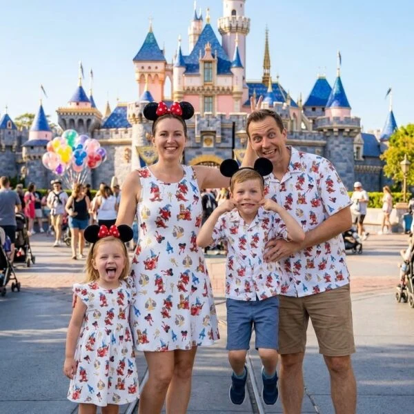 Mickey & Friends Family Matching Outfit, Fantasy Castle Print, Disney Theme Park Vacation Clothing