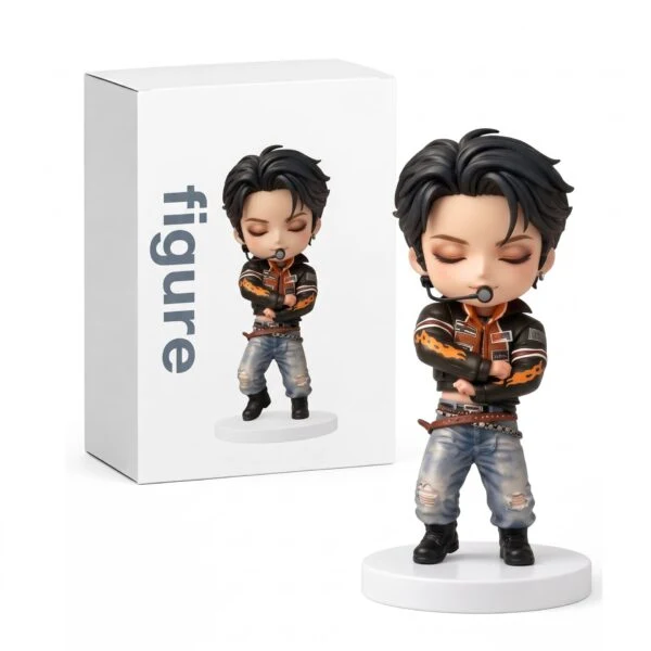 BTS Jungkook Black & Orange Outfit Kpop Idol Custom Resin Pop Figure Doll