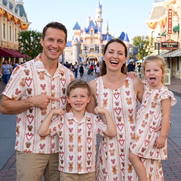 Disney Gingerbread Christmas Family Matching Outfit, Holiday Gingerbread Mickey Inspired Dress & Shirt Set, Family Theme Park Outfit