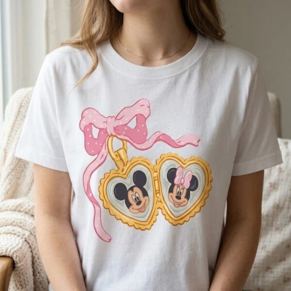 Disney Mickey & Minnie Bow Shirt, Couple Disney Heart Tee