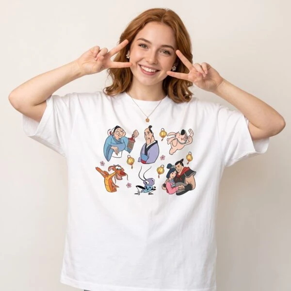 Disney Mulan Characters Shirt, Cute Mushu & Mulan Family Graphic Vacation Tee