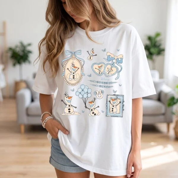 Disney Olaf Bow Shirt, Girl Frozen Blue Bow Winter Tee