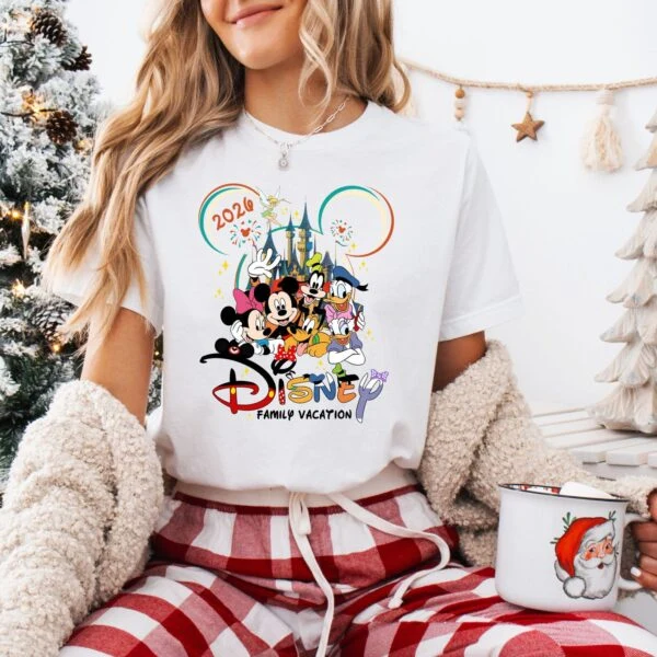 Disney Family Vacation 2026 Shirt, Mickey Minnie Donald Daisy & Goofy Castle Graphic Vacation Tee