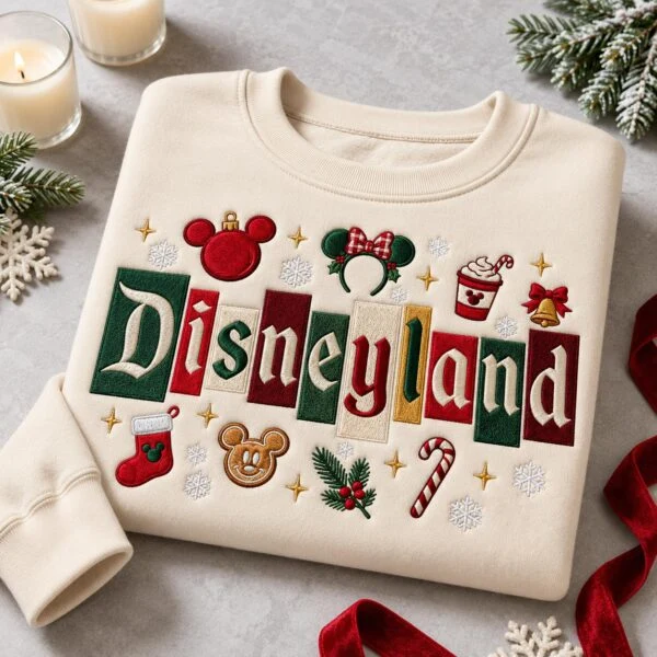 Christmas Castle Embroidered Sweatshirt, Magical Holiday Crewneck
