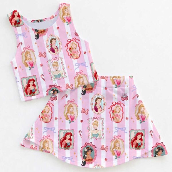Disney Princess Christmas Tennis Dress Set, Holiday Crop Top & Skirt Outfit, Cute Christmas Matching Set