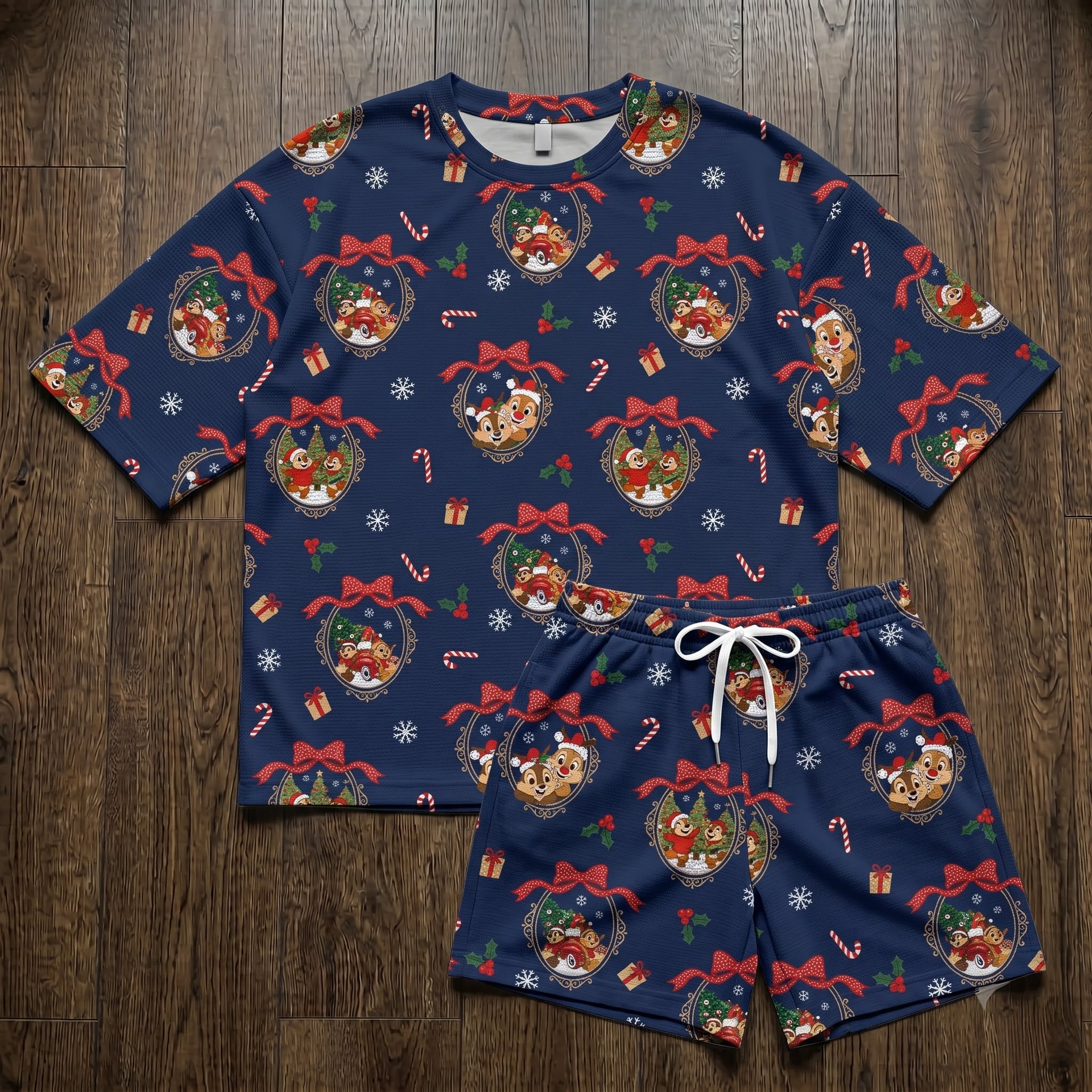 Disney Chip And Dale Christmas Lounge Sets, Chip And Dale Shirt and Shorts Set
