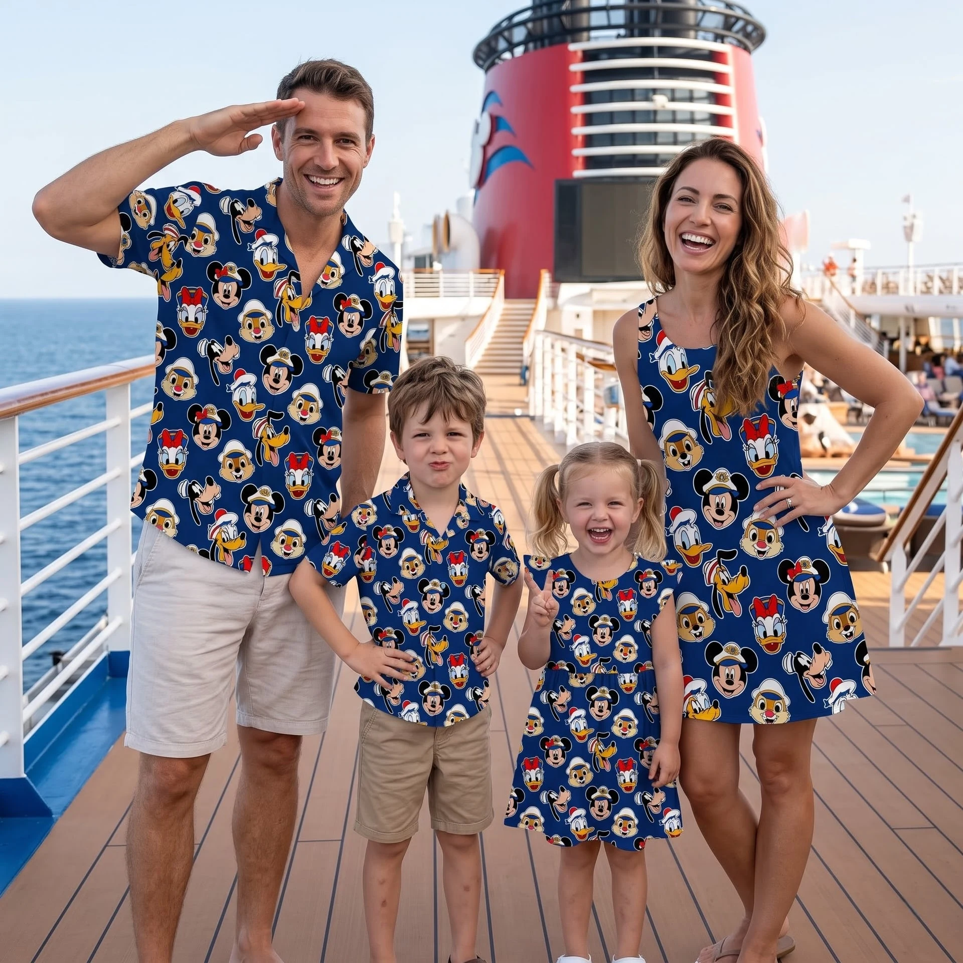 Disney Cruise Family Matching Outfits, Mickey Minnie Nautical Shirts and Dresses - Image 3
