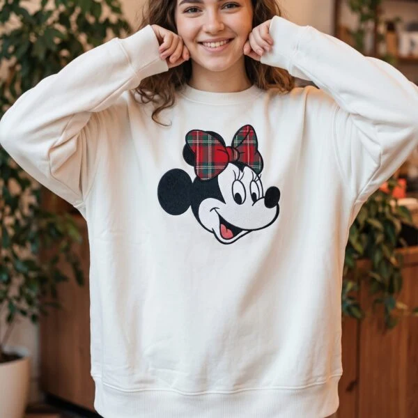 Embroidered Minnie Christmas Sweatshirt, Minnie Holiday Crewneck, Disneyland Christmas Shirt