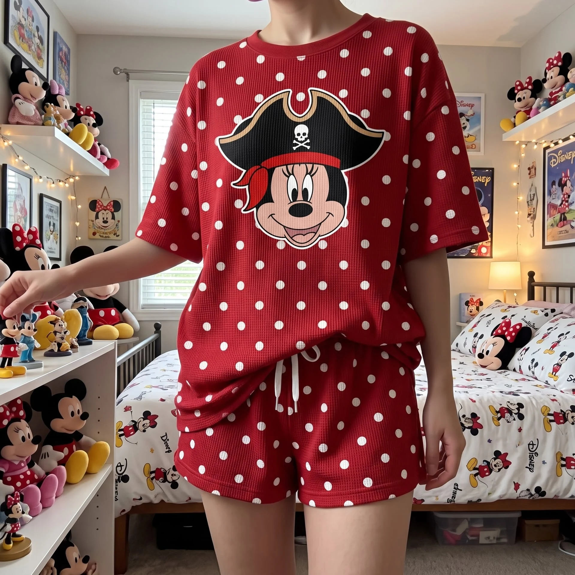 Disney Pirate Minnie Mouse Lounge Sets, Red Polka Dot Shirt and Shorts Set (Copy) - Image 3