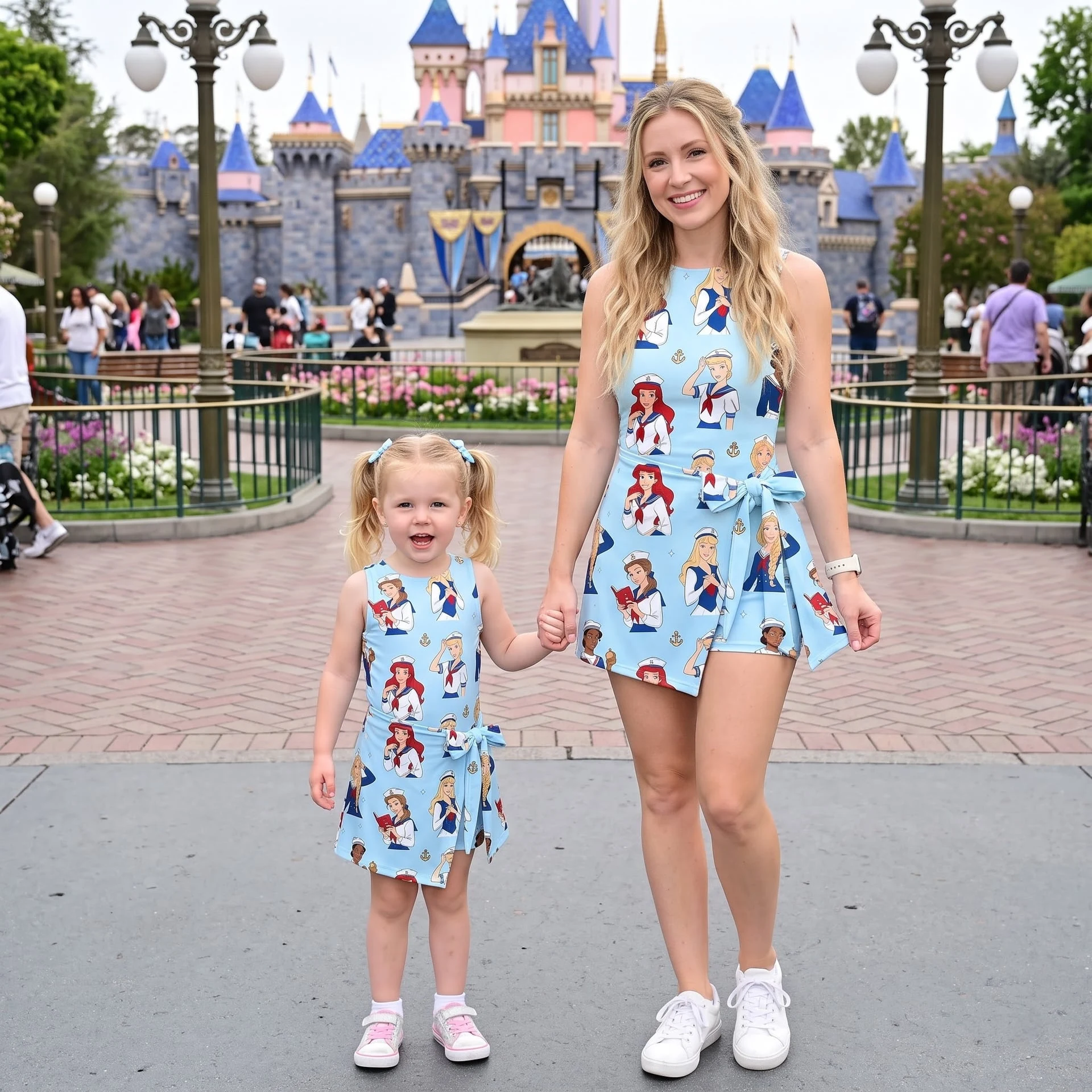Matching Disney Princess Sailor Outfits, Mom and Daughter Skort Dress, Nautical Princess Matching Dresses