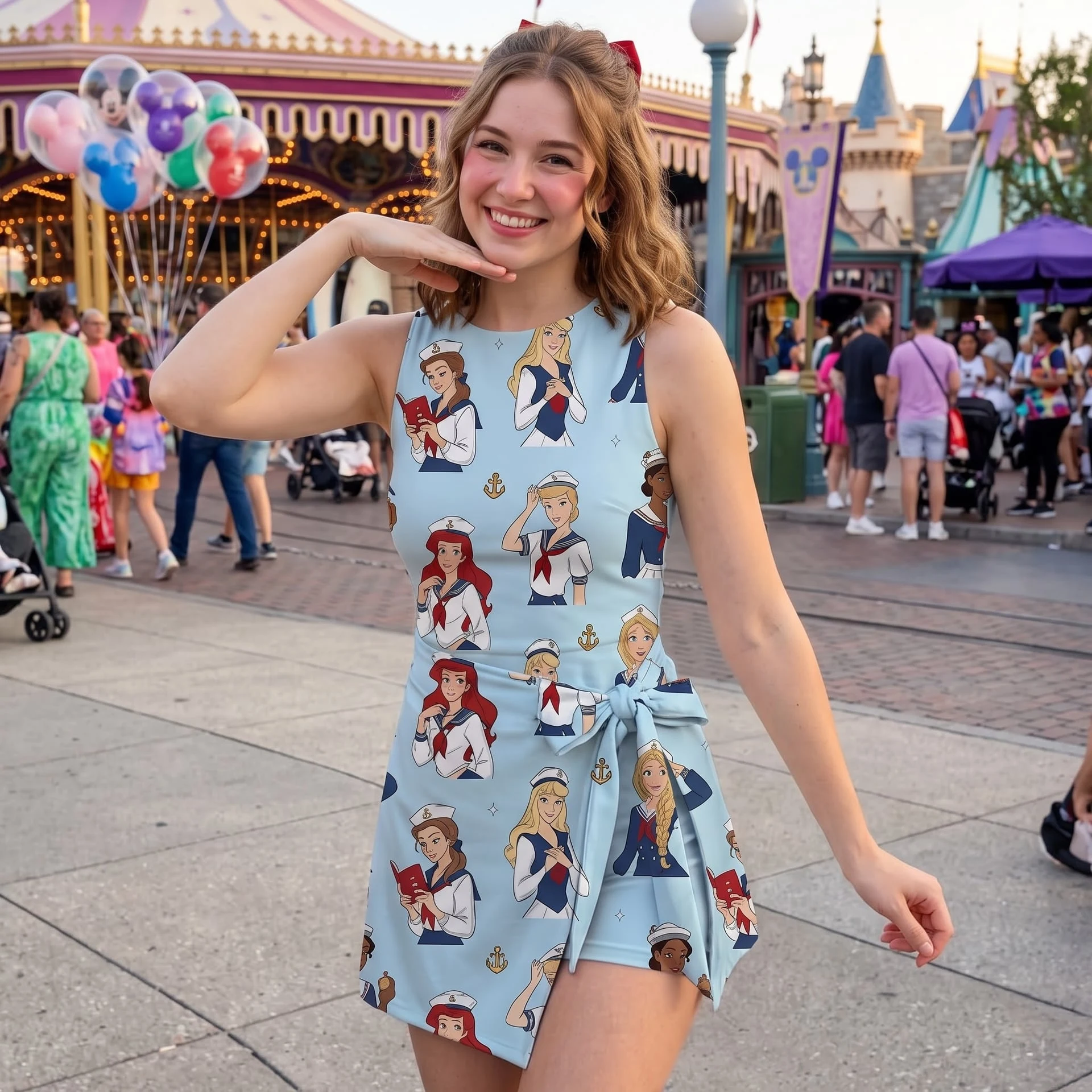Matching Disney Princess Sailor Outfits, Mom and Daughter Skort Dress, Nautical Princess Matching Dresses - Image 4