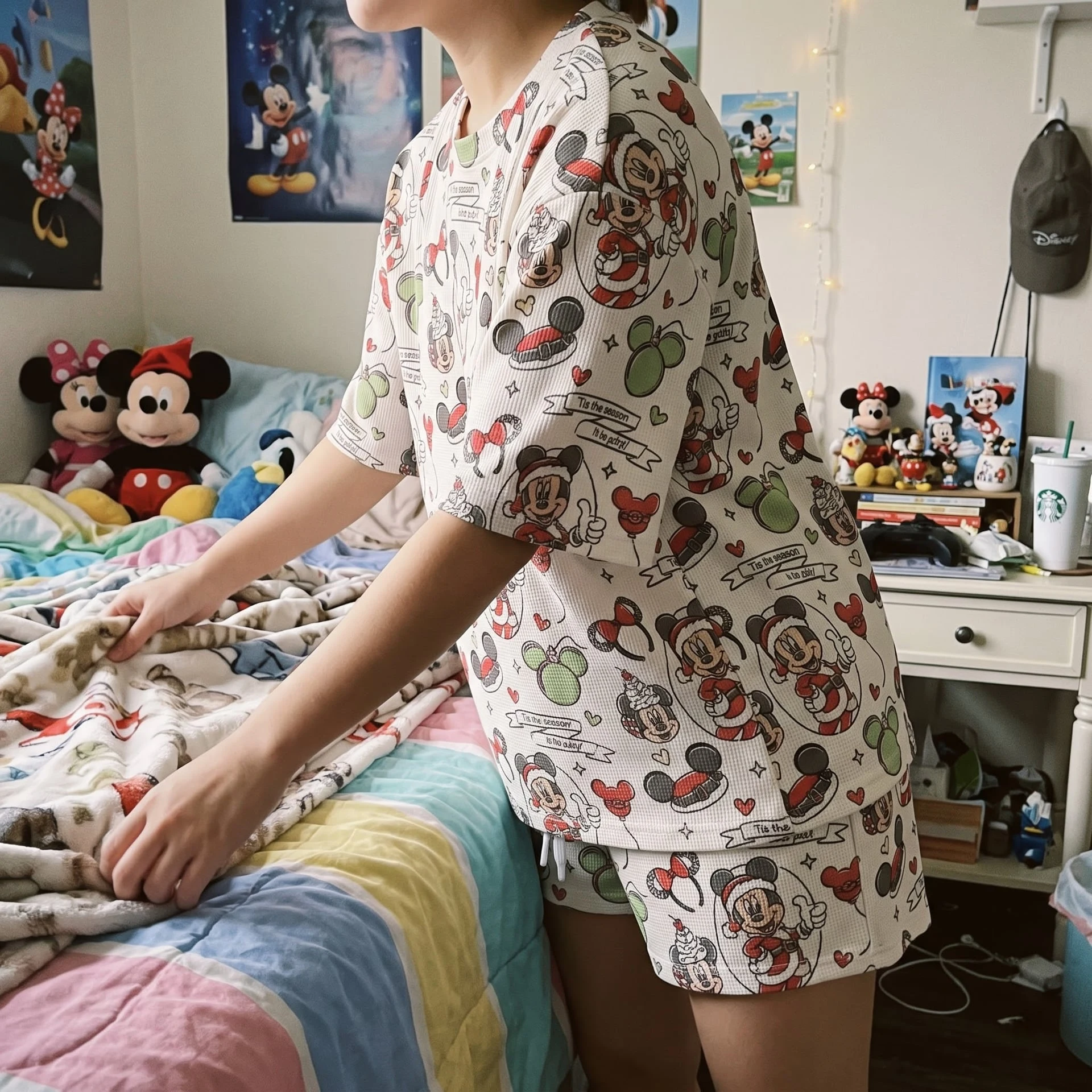 Disney Christmas Lounge Sets, Cotton Waffle Adult Pajamas - Image 4